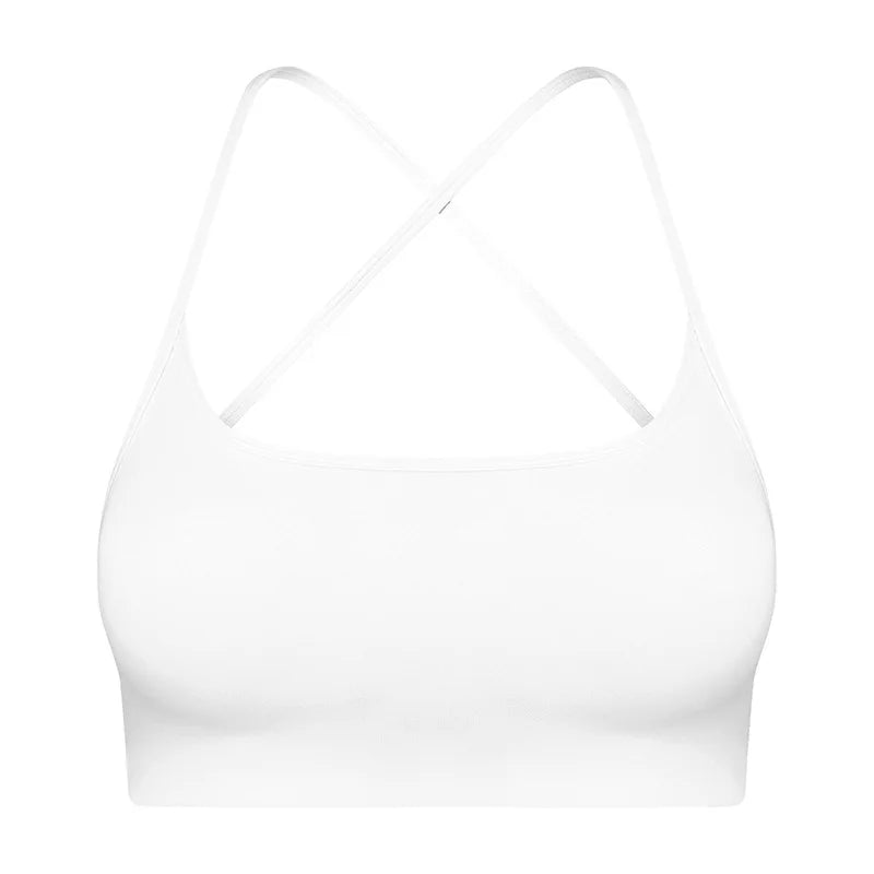 Women's Nylon Square-Neck Sleeveless Shockproof Yoga Crop Top