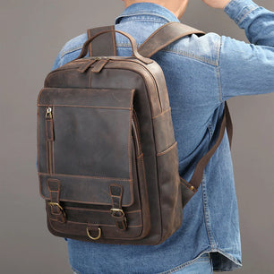 Men's Nylon Zipper Closure Flap Pocket Mixed Colors Backpack