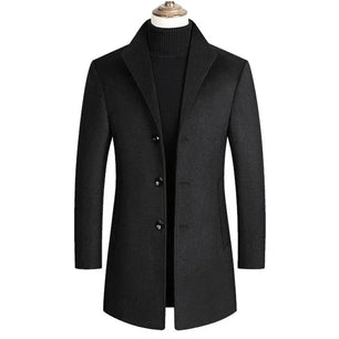 Men's Wool Turn-Down Collar Full Sleeves Single Breasted Coat