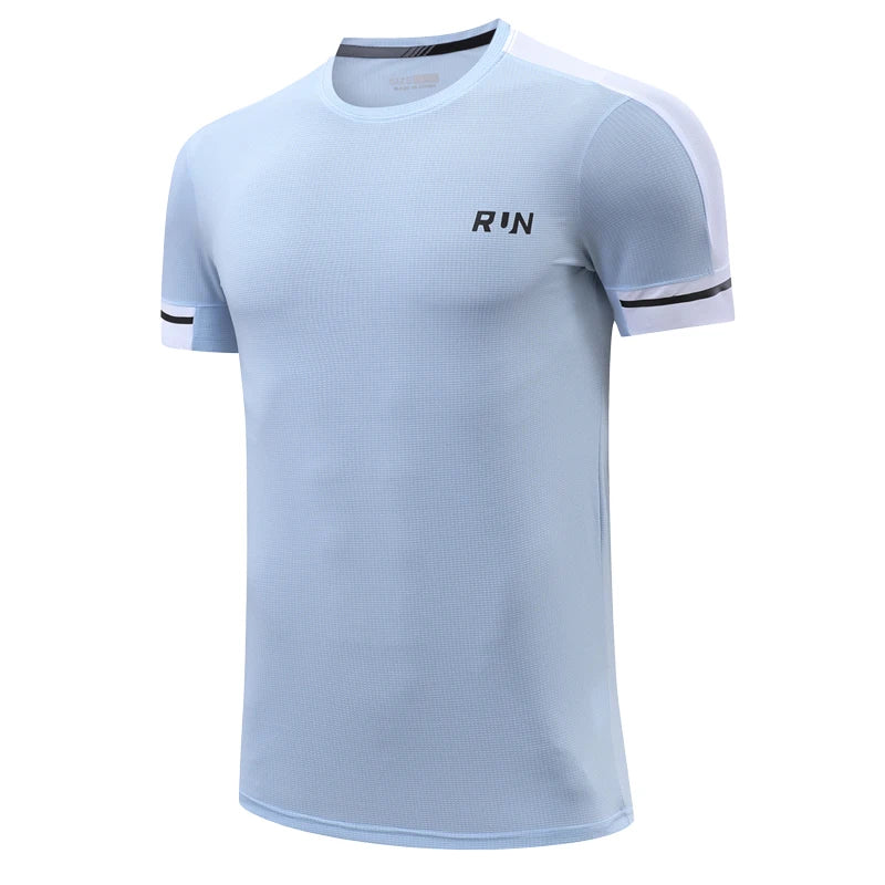 Men's Polyester O-Neck Short Sleeve Breathable Fitness Sport Tops