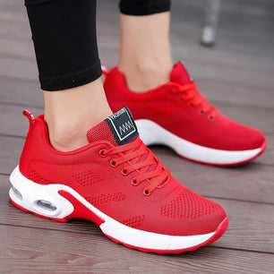 Women's Mesh Round Toe Lace-Up Closure Sports Wear Sneakers