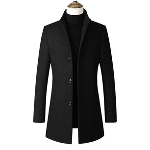 Men's Wool Turn-Down Collar Full Sleeves Single Breasted Coat