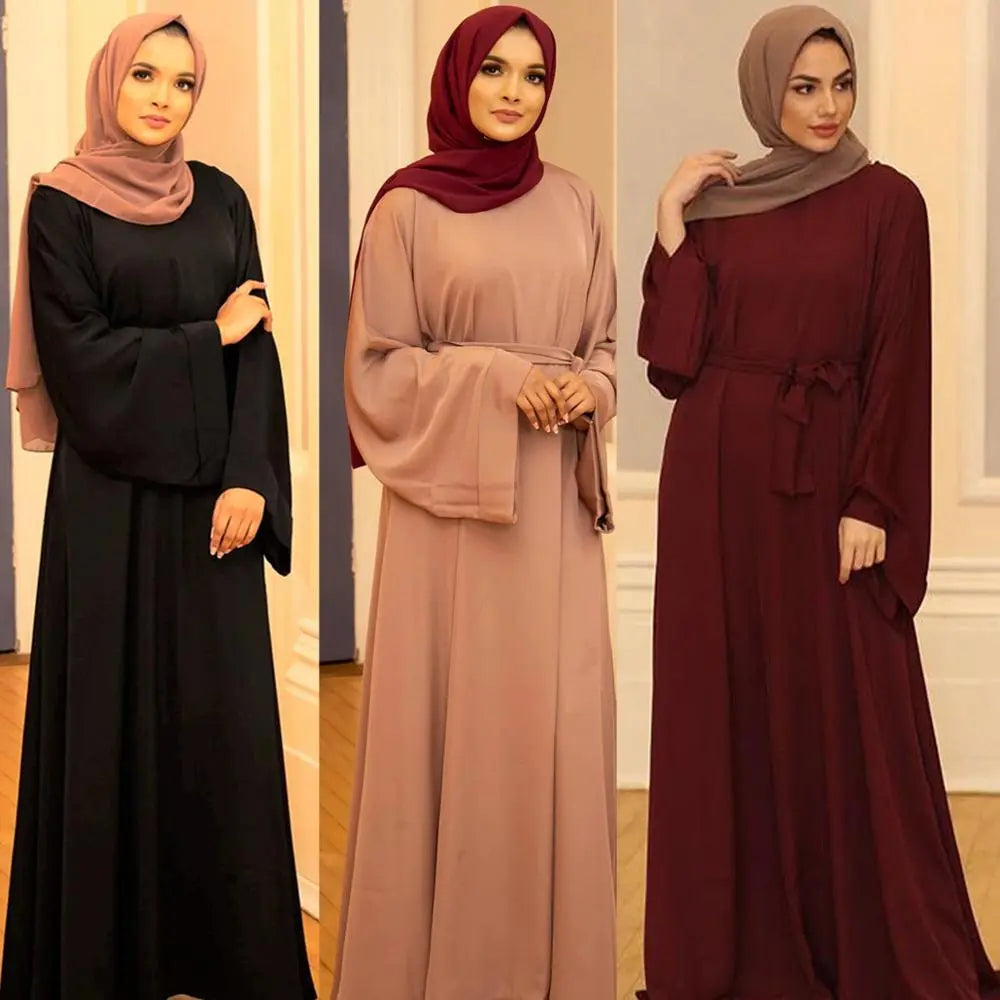 Women's Arabian Polyester Full Sleeves Solid Pattern Casual Abaya
