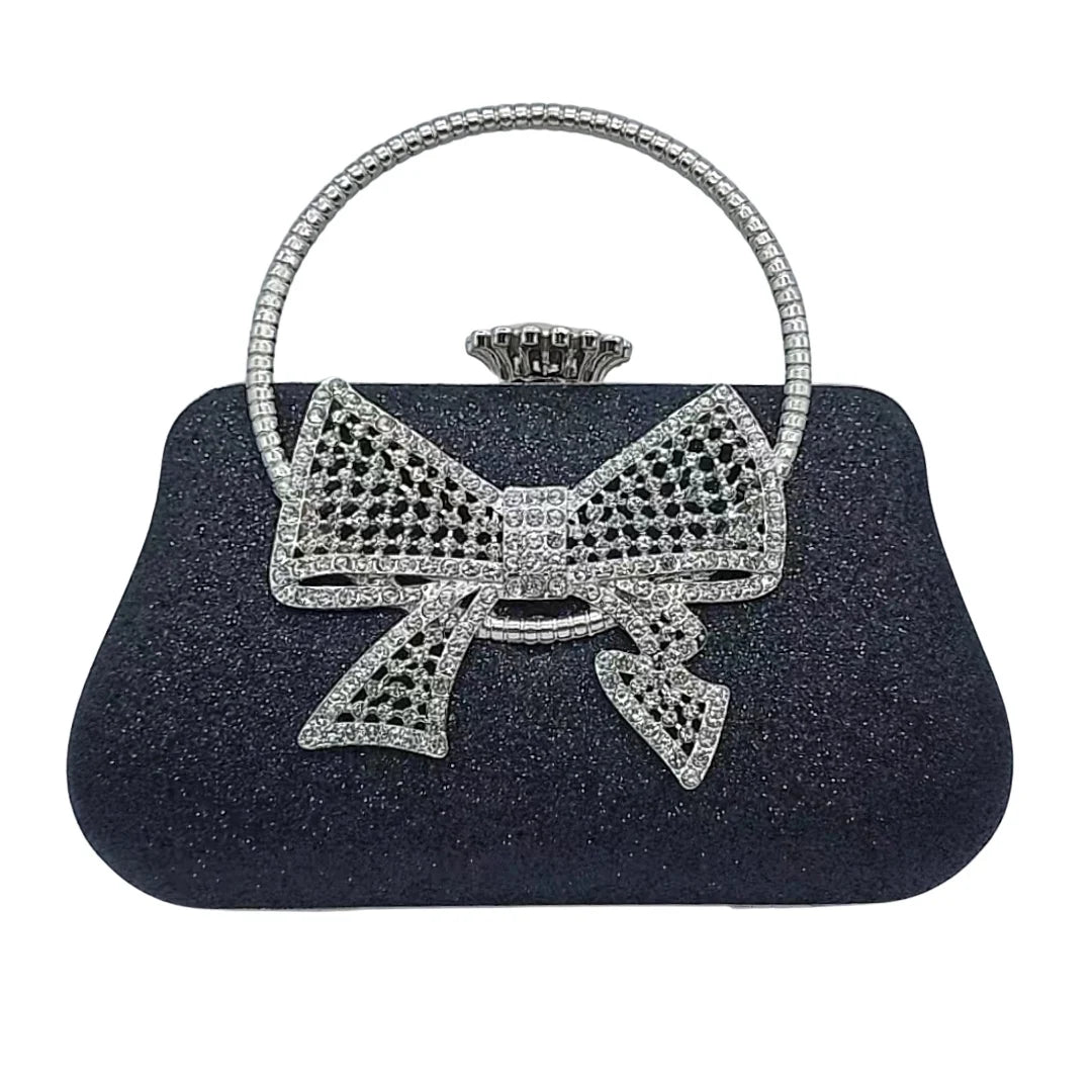 Women's Metallic Hasp Closure Rhinestone Pattern Trendy Handbag