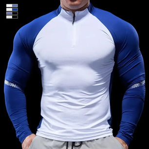 Men's Polyester Long Sleeve Pullover Closure Casual T-Shirt