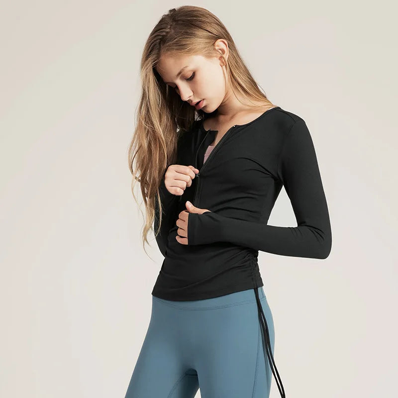 Women's O-Neck Spandex Long Sleeves Yoga Fitness Sport Tops