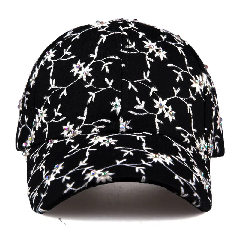 Women's Cotton Adjustable Strap Floral Pattern Casual Baseball Hat