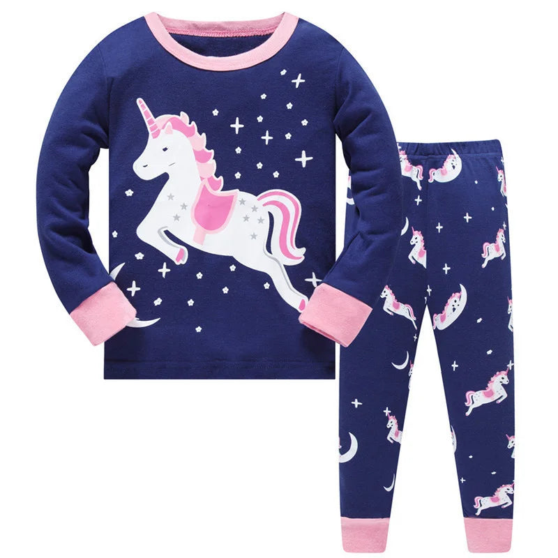 Kid's Girl Spandex O-Neck Long Sleeve Trendy Sleepwear Pajama Set