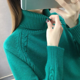 Women's Acrylic Turtleneck Full Sleeves Casual Pullover Sweater