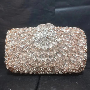 Women's Metallic Hasp Closure Rhinestone Pattern Wedding Clutch