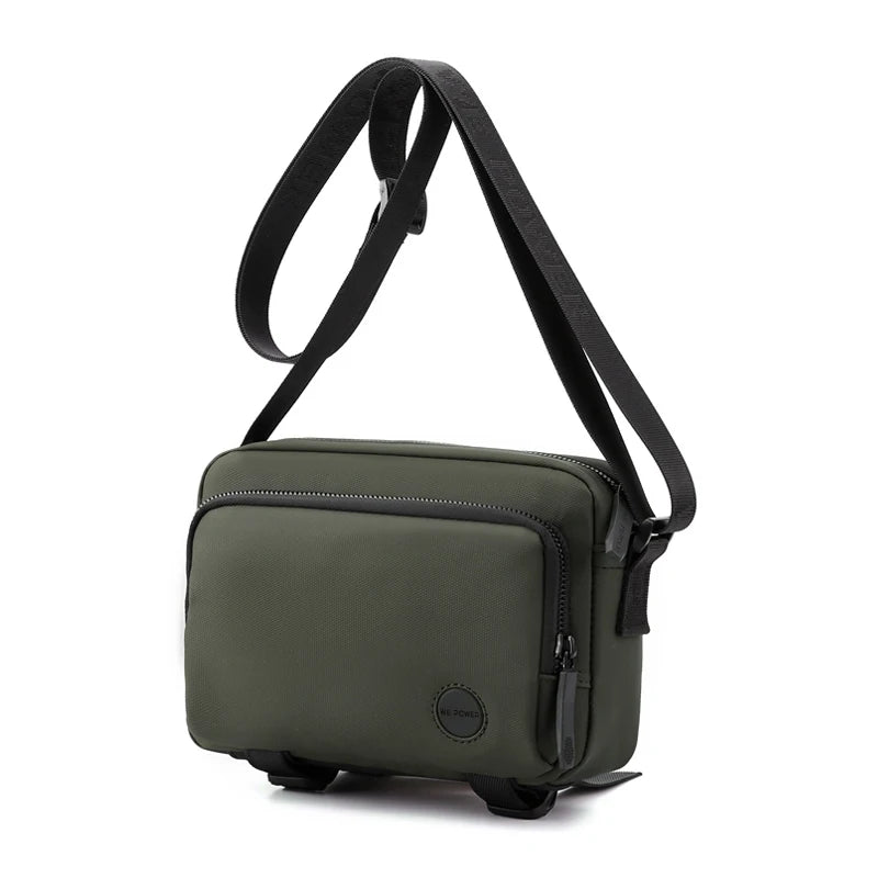 Men's Nylon Zipper Closure Silt Pocket Messenger Shoulder Bag