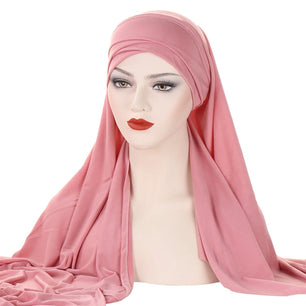 Women's Arabian Polyester Head Wrap Solid Pattern Elegant Hijabs