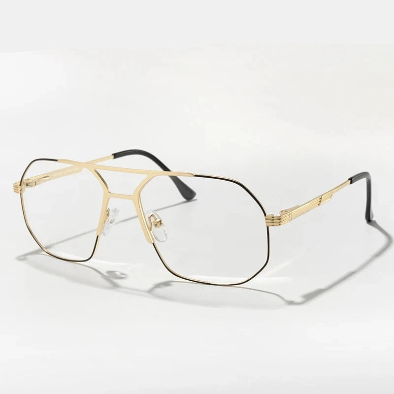 Men's Titanium Alloy Frame Full-Rim Polygon Shaped Trendy Glasses