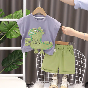 Kid's Cotton O-Neck Sleeveless Pullover Closure Casual Clothes