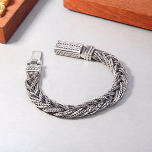 Men's 100% 925 Sterling Silver Geometric Shaped Classic Bracelet