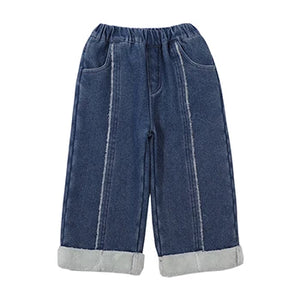 Kid's Girl Cotton Mid Waist Elastic Closure Casual Wear Trousers