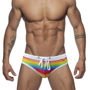 Men's Polyester Drawstring Waist Closure Quick-Dry Swimwear Brief