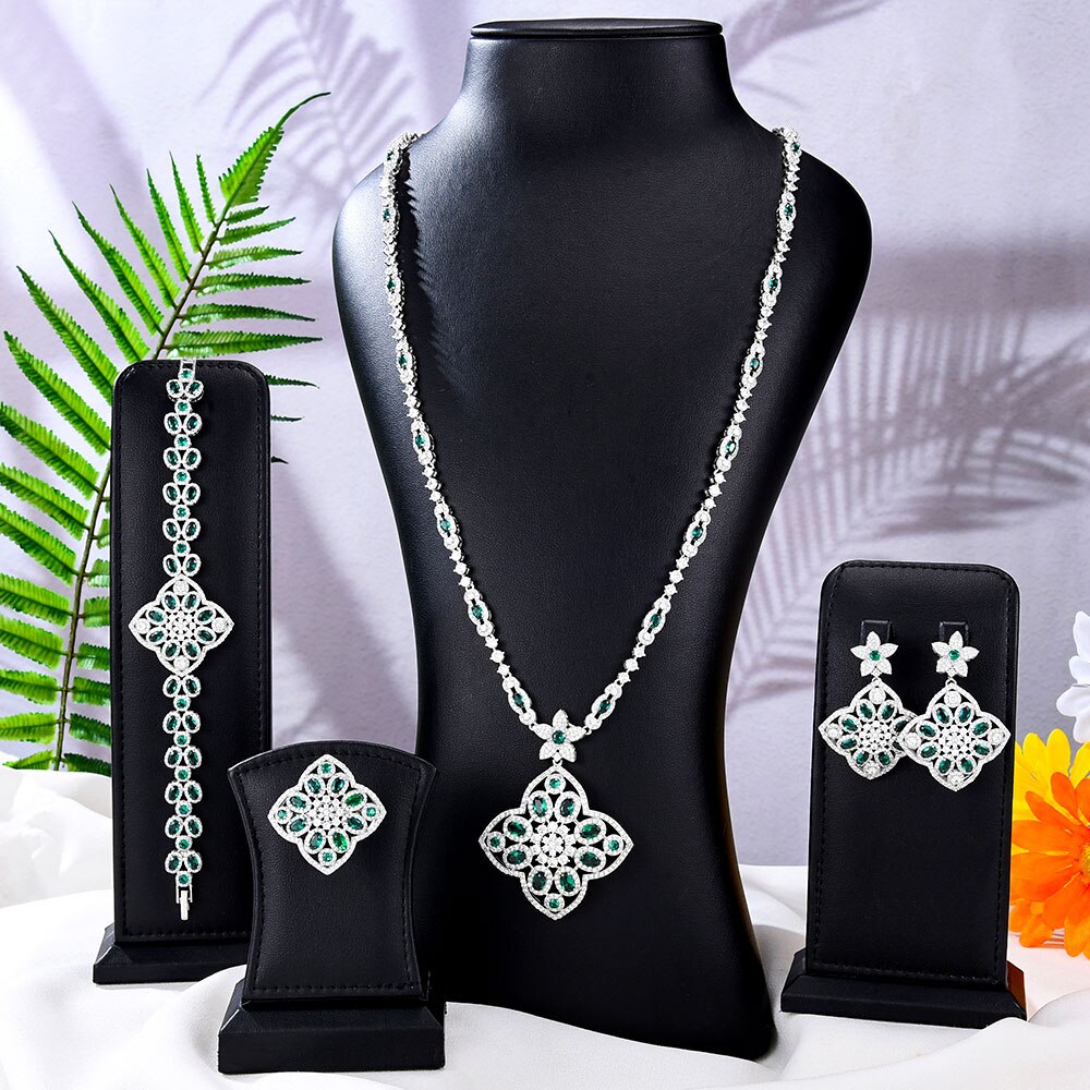 Women's Copper Cubic Zirconia Wedding Geometric Jewelry Set