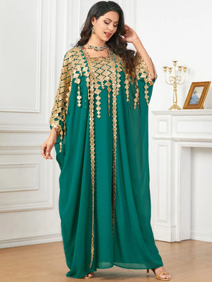 Women's Arabian Polyester Full Sleeves Embroidery Pattern Dress