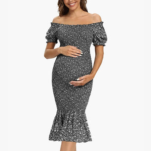 Women's Polyester Short Sleeves Floral Pattern Maternity Dress