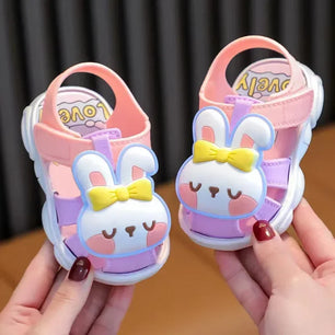 Kid's PVC Round Toe Hook & Loop Closure Cartoon Pattern Shoes