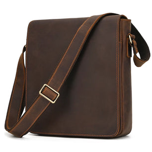 Men's Genuine Leather Hasp Closure Solid Pattern Shoulder Bag