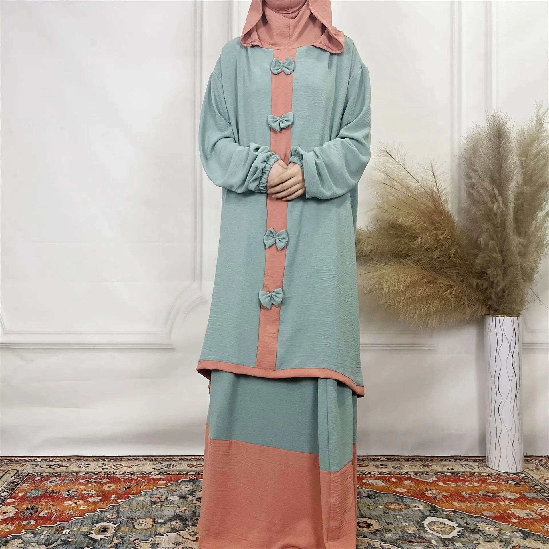 Women's Arabian Polyester Full Sleeve Mixed Colors Pattern Dresses