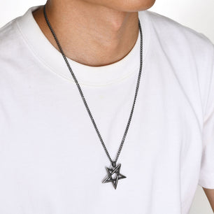 Men's 100% Stainless Steel Link Chain Star Pendant Necklace