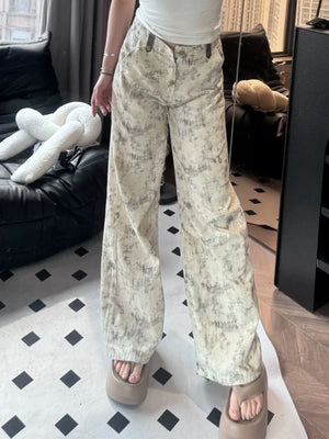 Women's Polyester High Waist Zipper Fly Closure Vintage Trousers