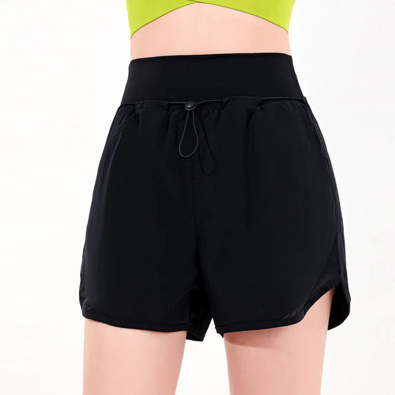 Women's Spandex High Waist Solid Pattern Fitness Workout Shorts