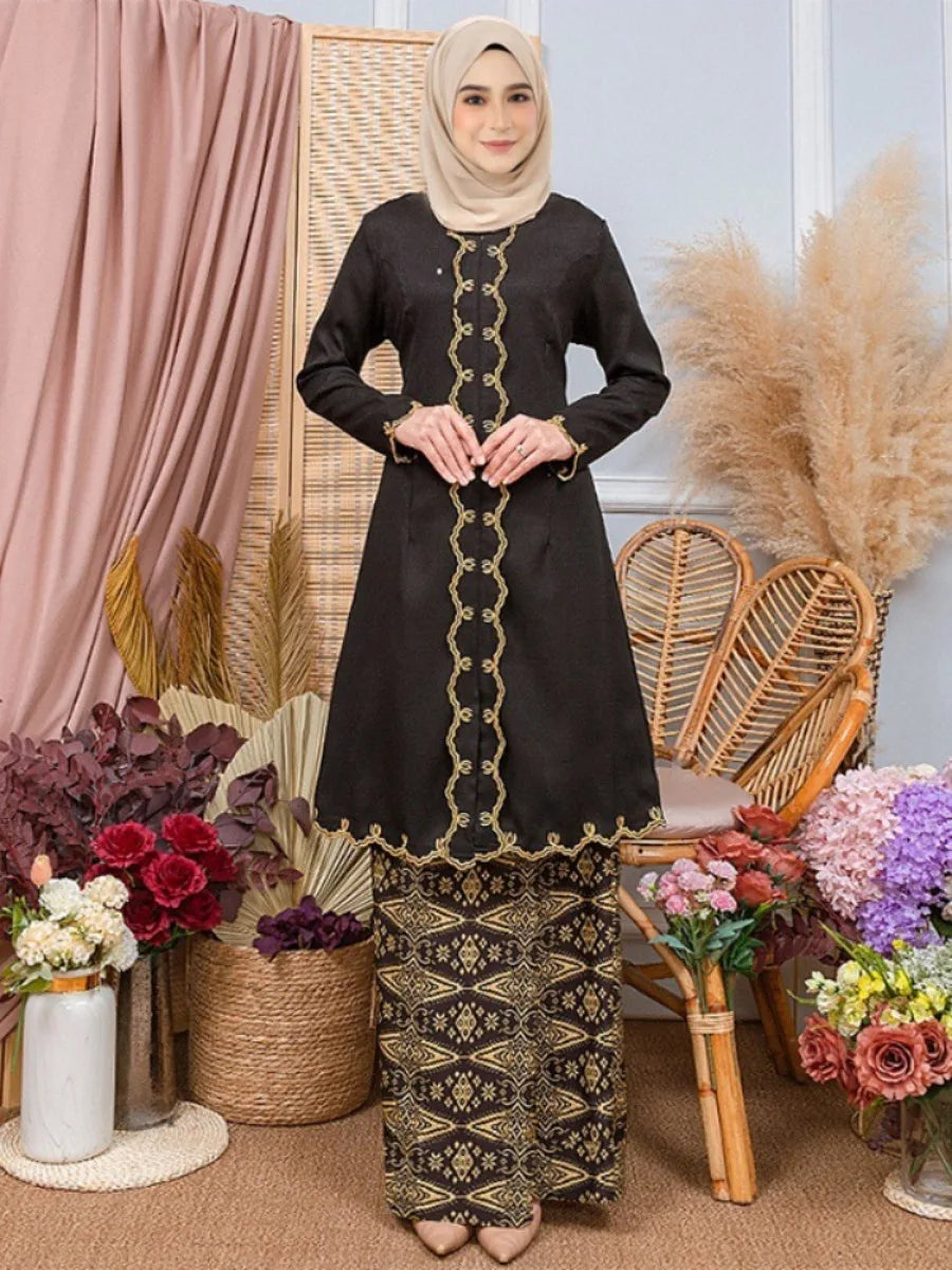 Women's Arabian Polyester Full Sleeves Embroidery Pattern Dress