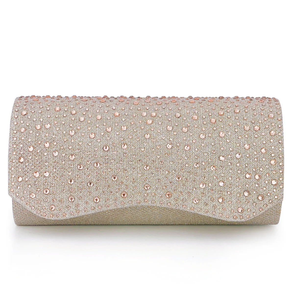 Women's Metallic Hasp Closure Rhinestone Classic Wedding Clutch