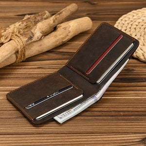 Men's Genuine Leather Solid Pattern Card Holder Trendy Wallet