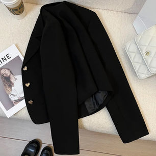 Women's Polyester Notched Full Sleeves Single Breasted Blazer