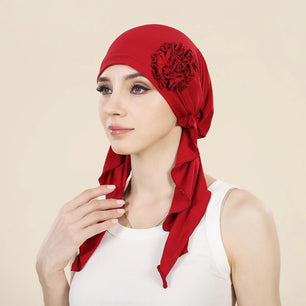 Women's Arabian Polyester Headwear Flower Pattern Casual Hijabs