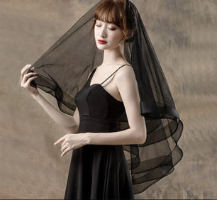 Women's Polyester Cut Edge Two-Layer Fingertip Wedding Veils