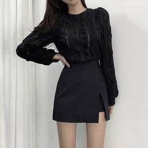 Women's Polyester High Waist Solid Pattern Casual Wear Skirts