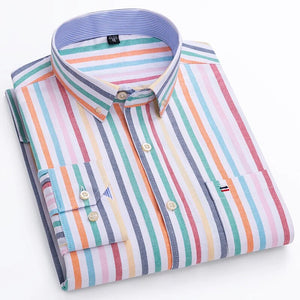 Men's Cotton Turn-Down Collar Full Sleeve Striped Pattern Shirt