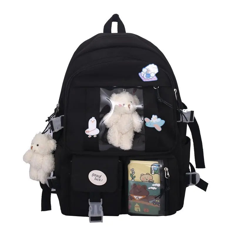 Kid's Girl Nylon Zipper Closure Cartoon Pattern School Backpack