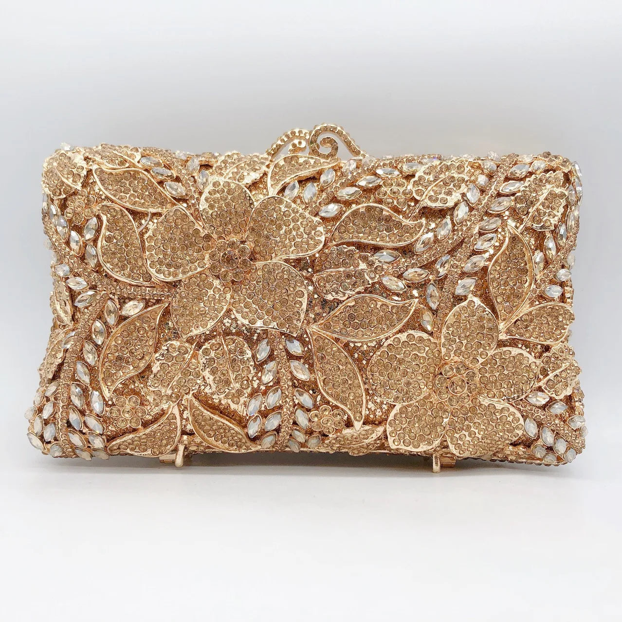 Women's Metallic Hasp Closure Floral Pattern Wedding Clutch