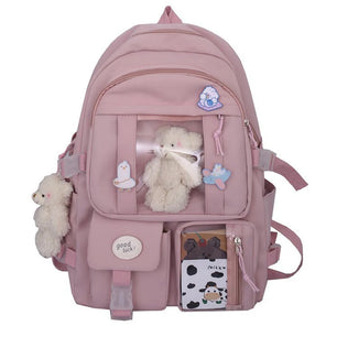 Kid's Girl Nylon Zipper Closure Cartoon Pattern School Backpack