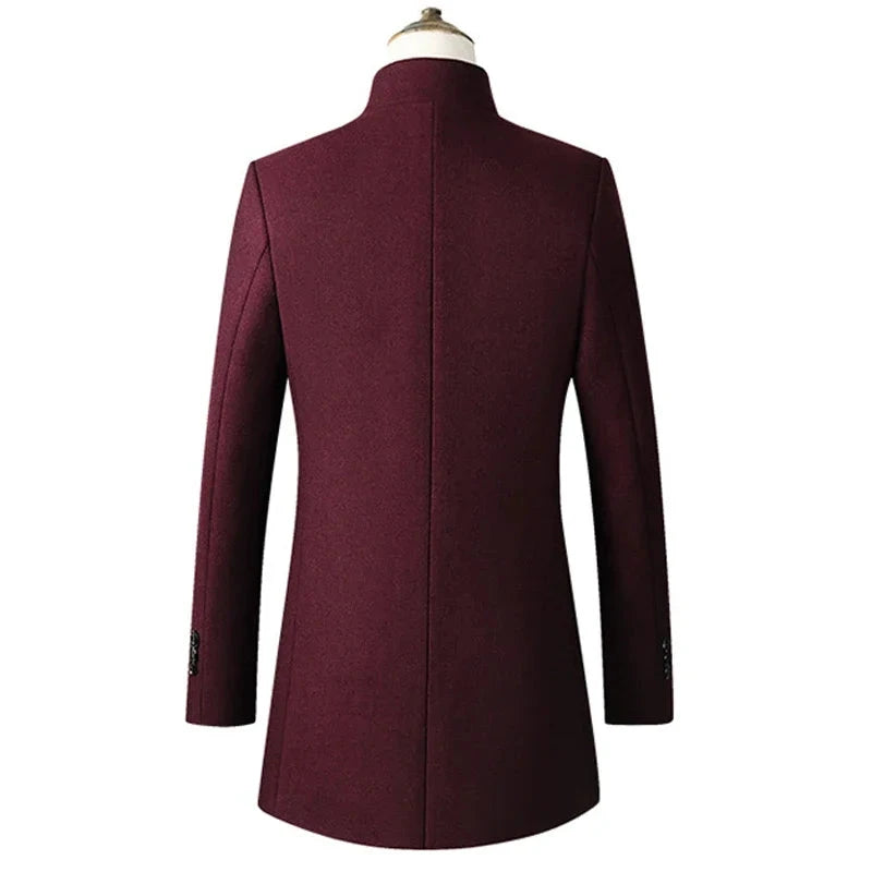 Men's Wool Turn-Down Collar Full Sleeves Single Breasted Coat