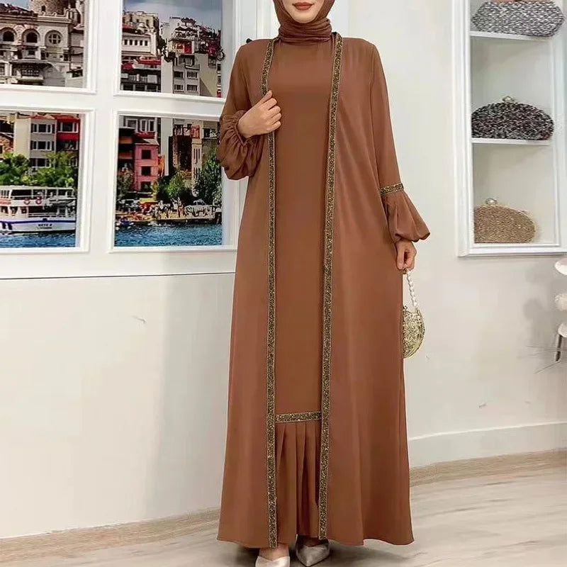 Women's Arabian Polyester Full Sleeve Solid Pattern Casual Abaya