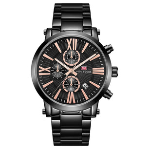 Men's Stainless Steel Round Shaped Waterproof Luxury Quartz Watch