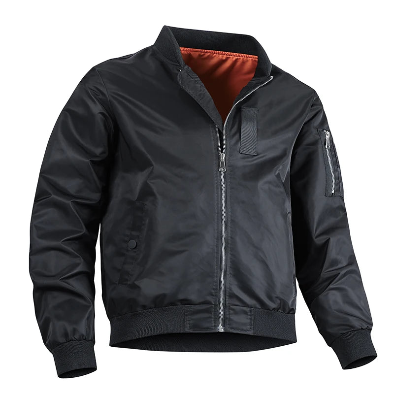 Men's Polyester Stand Collar Long Sleeves Windbreaker Jacket