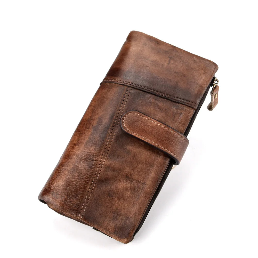 Men's Genuine Leather Solid Pattern Card Holder Vintage Wallets