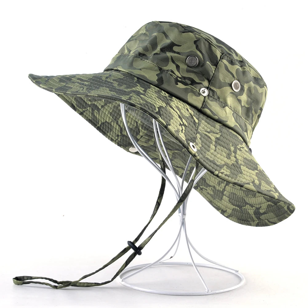 Men's Cotton Sun Protection Printed Pattern Breathable Bucket Hats