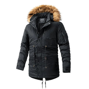 Men's Polyester Full Sleeves Zipper Closure Winter Hooded Jacket