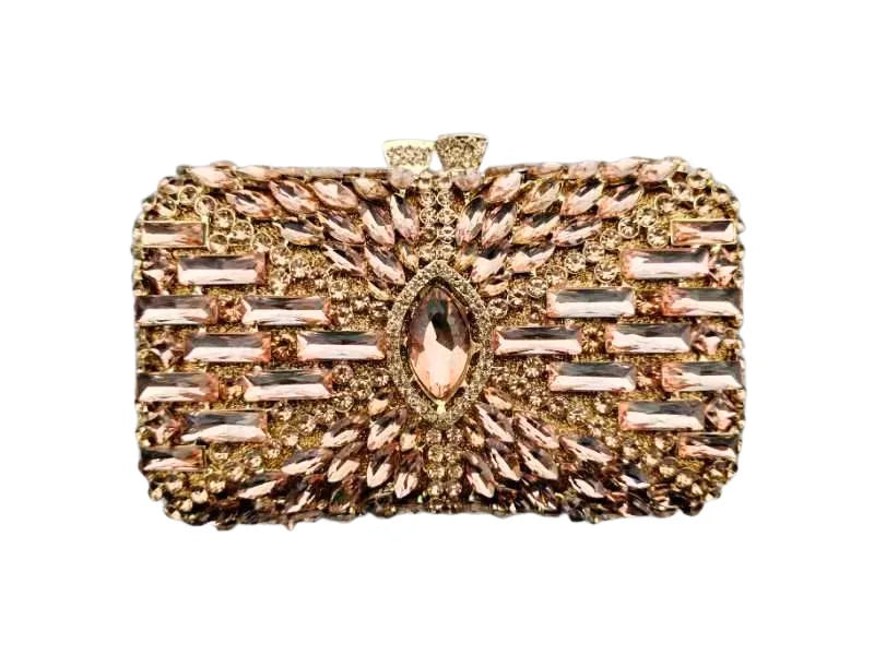 Women's Metallic Hasp Closure Rhinestone Pattern Wedding Clutch