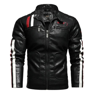 Men's Faux Leather Turn-Down Collar Full Sleeves Zipper Jackets